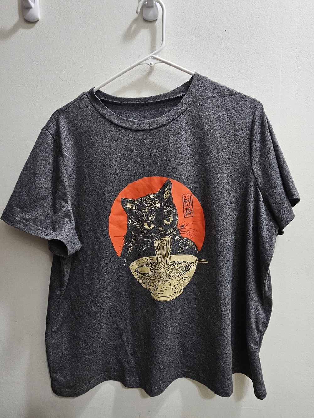 Cat Graphic T-Shirt - Charcoal with Orange Print - Picture 3 of 5